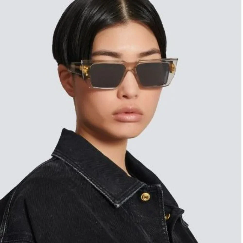 Balmain B-VI BPS-121B-54 Men BRAND NEW Sunglasses Titanium Gold Grey Cat Eye